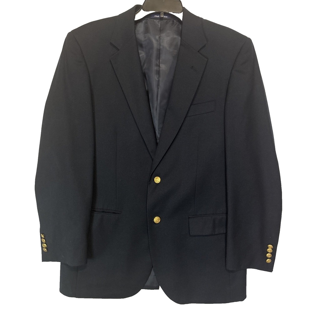 Alan Flusser Mens Blazer Sport‎ Coat Casual Jacket 42R Blue Gold Buttons